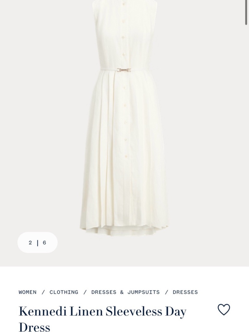 Ralph Lauren Collection Linen Sleeveless Day Dress in Ivory